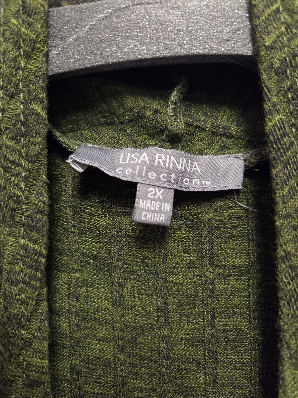 Lisa Rinna Collection Olive Green 2x Ribbed Open Cardigan - Picture 2 of 4